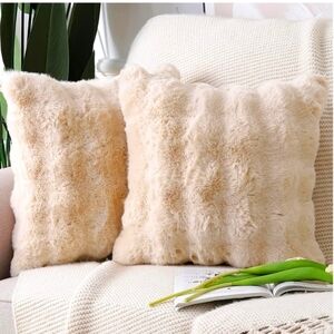 Pack of 2 Thick Plush  Throw Pillow Covers 26x26‎ Inch Beige Soft